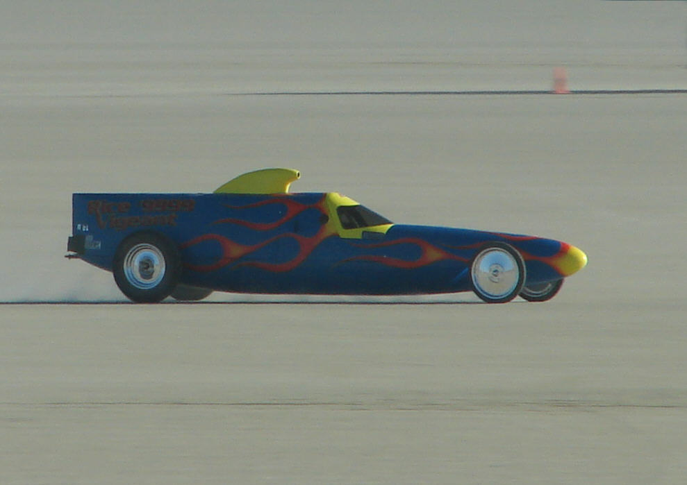 Mark Vigeant driving at 160 mph on El Mirage lakebed